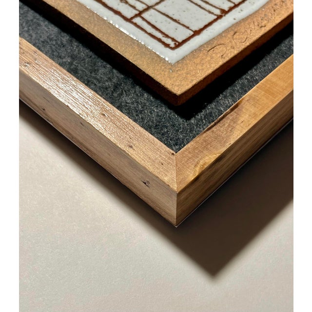 Rare! Mid Century Modern 1970s David D. Cunningham Ceramic Wall Tile Framed For Sale - Image 4 of 9