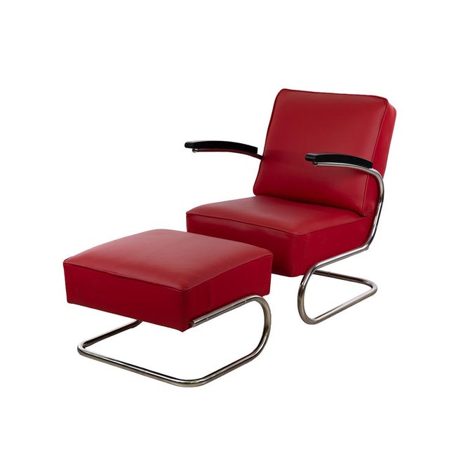 Set of Bauhaus Cantilever Chair and Ottoman For Sale - Image 7 of 7