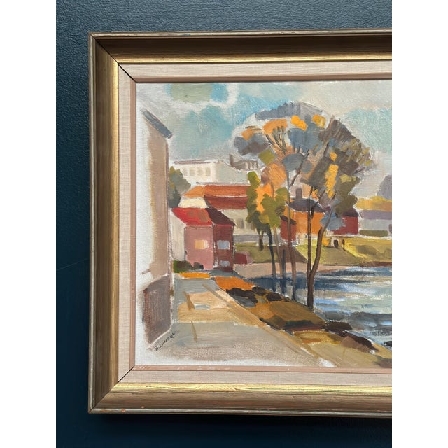 B. Lundqvist, Riverside Village, 1960s, Oil on Canvas, Framed For Sale - Image 11 of 18