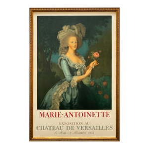Madame Vigee Le Brun Vintage 1955 Neoclassical Mourlot Lithograph Print Framed French Exhibition Poster " Marie Antionette With a Rose " 1783