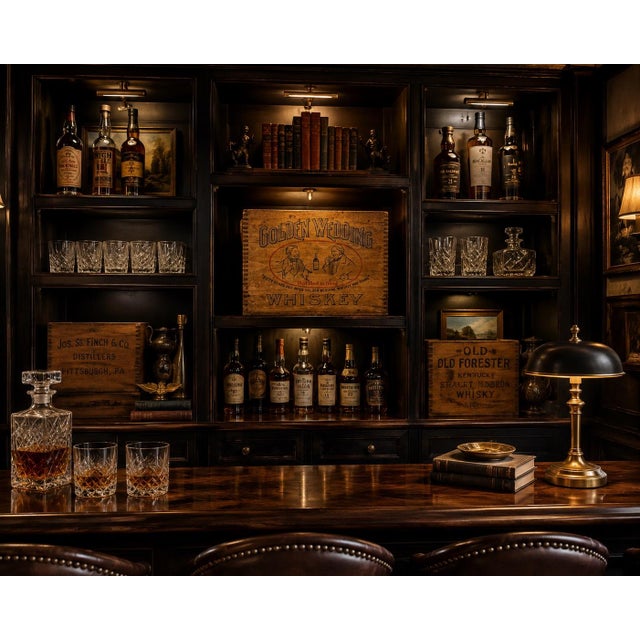 Antique 1916 Golden Wedding Bottled-in-Bond Whiskey Crate Jos. S. Finch & Co. Distillers — Pittsburgh, Pennsylvania...