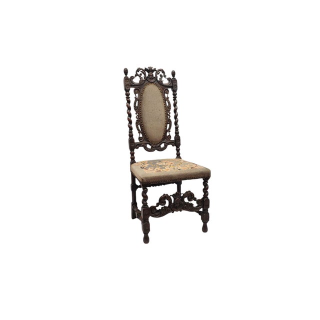 Antique Jacobean Revival Carved Barley Twist Chair, Circa 1870–1890 For Sale - Image 4 of 13