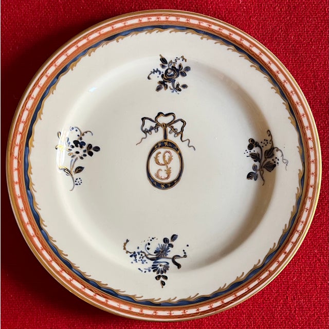 Blue Antique 19th Century French Samson Porcelain Plates Chinese Export Style S Initial Monogram Crest - Set of 6 For Sale - Image 8 of 15