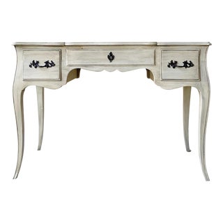 1970s Vintage Provincial Olive Green Writing Desk For Sale