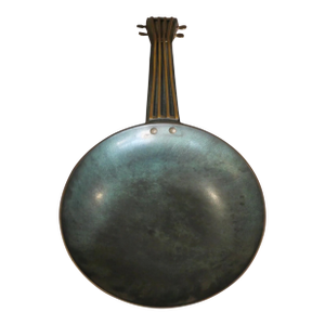 Vintage 1960's Israeli Mid Century Modern Pal Bell Style Verdigris Patinated Brass Guitar Catchall Bowl