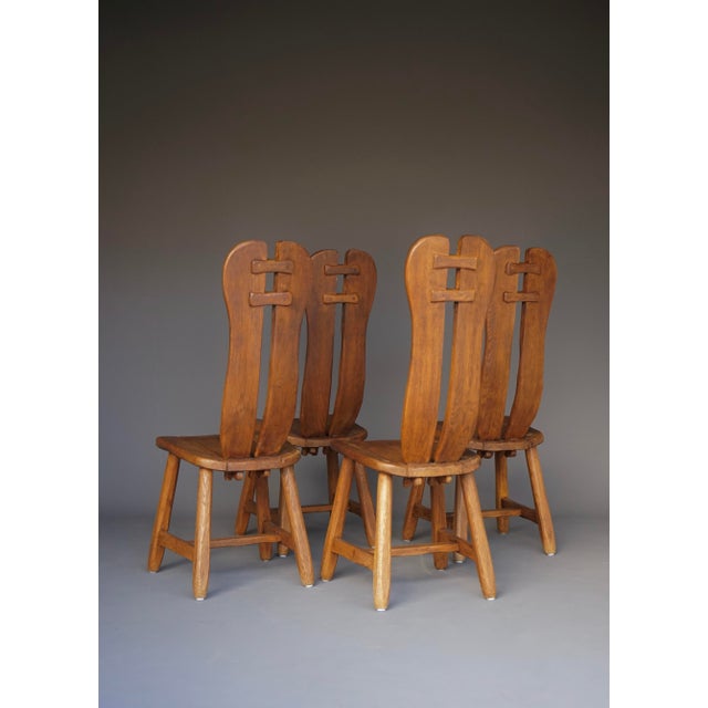 Brutalist Oak Dining Set from De Puydt, 1970s, Set of 5 For Sale - Image 12 of 18