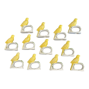 Canary Yellow Ceramic Bird Napkin Rings Set of 12