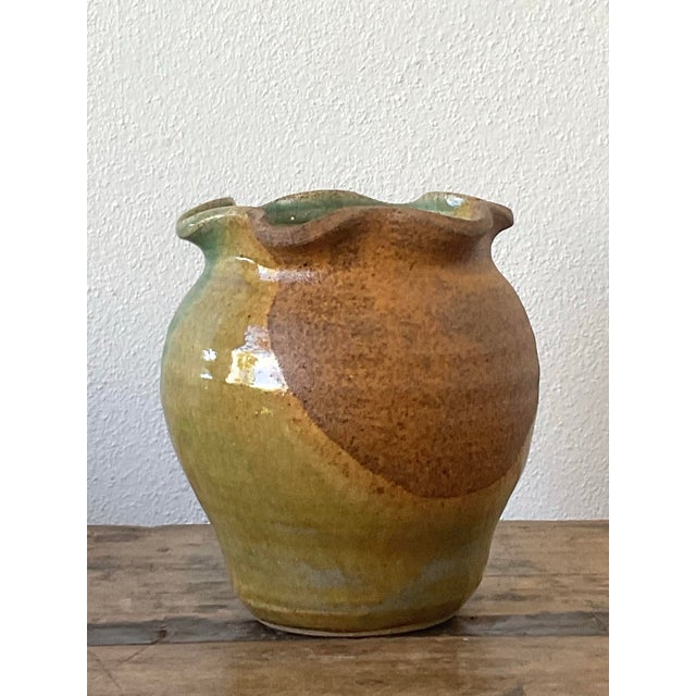 Vintage Original Studio Pottery Ruffle Vase For Sale - Image 11 of 12