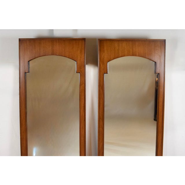 Mid 20th Century Pair of Walnut Wall Mirrors by John Stuart Inc., Mid Century, 1950s For Sale - Image 5 of 9