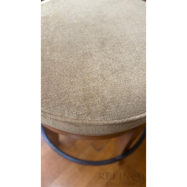 1990s 1990s Swaim Upholstered Counter Stools With Wood Bases and Metal Footrests - Set of 4 For Sale - Image 5 of 16