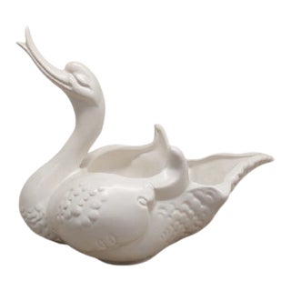 Vintage Hull Art Pottery White Swan Planter For Sale