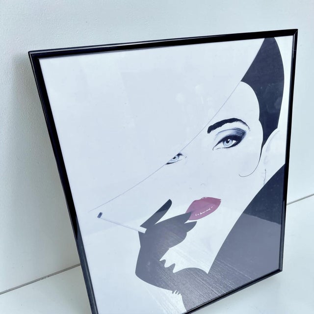 Fabulous pair of Patrick Nagel style art deco prints - pop, art deco women’s face 16 wide 20 height
