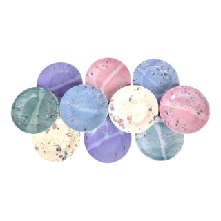 Lyn Evans Studio Painted Plates- A Set of 10 For Sale