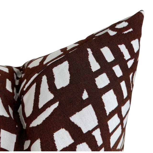 Abstract Ecriture Woven Pillow Cover in Rust, 22x22 Pillow For Sale - Image 3 of 3