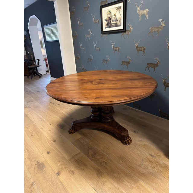 Wood Large English Round Table For Sale - Image 7 of 14