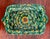 Ceramic Vintage Mexican Talavera Style Green Rectangular Dish With Sunflower For Sale - Image 7 of 7