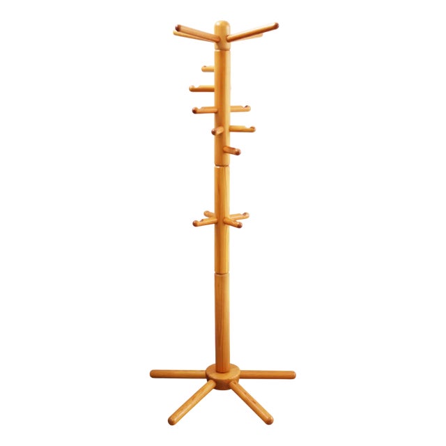 Scandinavian Sculptural Children's Coat Rack in Pine, Sweden, 1970s For Sale