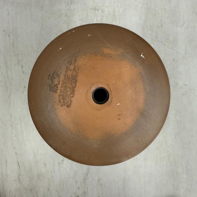 Sand Orange Textured Ceramic Lamp Base with White Polka Dots For Sale - Image 9 of 9