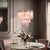 Aloadecor 23'' Modern Pink Textured Glass Chandelier in Polished Nickel Elegant Glam Tiered Pendant Light For Sale - Image 9 of 12