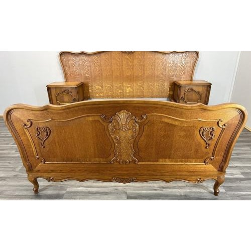 Vintage French Louis Double Bed Frame with Bedside Tables For Sale - Image 3 of 16