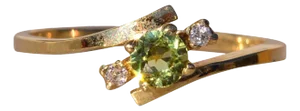 The Eye: Peridot and Natural Diamond Ring in Yellow Gold