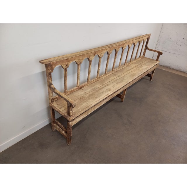 Patinated Church Bench in Fir For Sale - Image 11 of 18