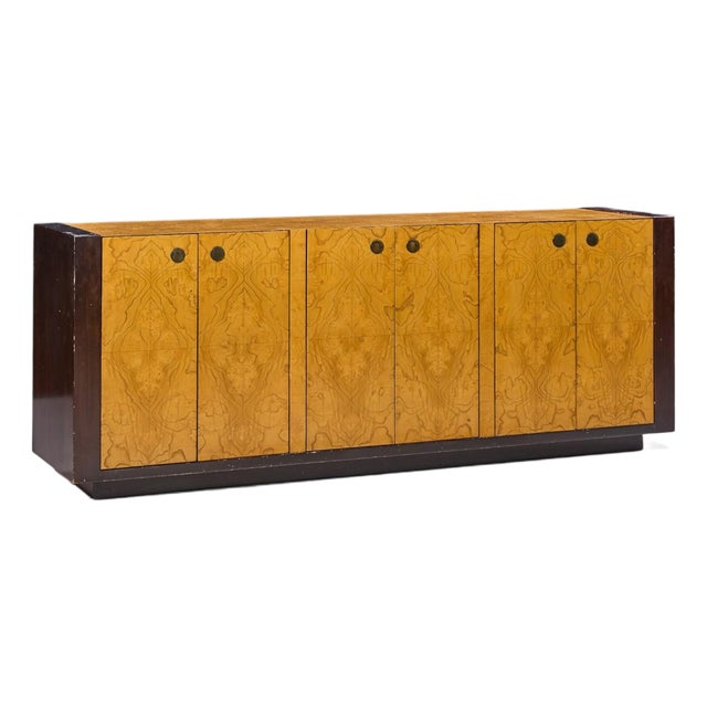 Milo Baughman Style Century Mid Century Burlwood Credenza For Sale