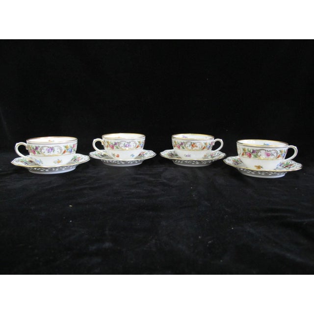 Beautiful Dresden Carl Schumann Bavaria cup and saucer set in Chateau flower pattern. Set of 4, includes 4 cups and 4...