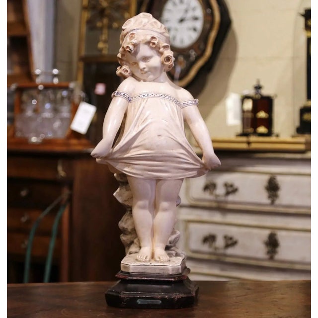 19th Century French Polychrome Plaster Figure of a Child After Donatello For Sale - Image 10 of 10