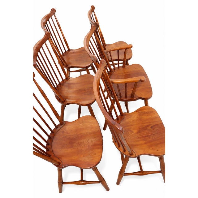 1970s Authentic Stickley Sold Wood 6 Spindle-Back Windsor Chairs For Sale - Image 5 of 18