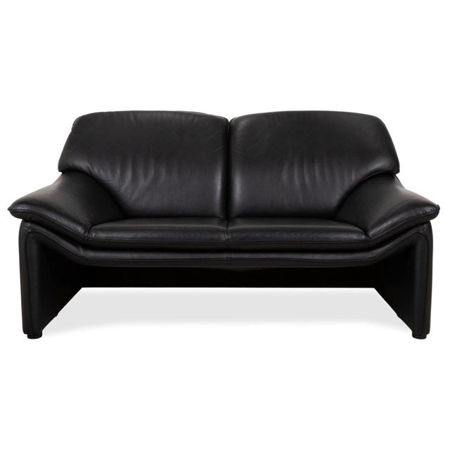 Atlanta 2-Seater Sofa and Armchair in Black Leather from Lauuser, Set of 2 For Sale - Image 4 of 18