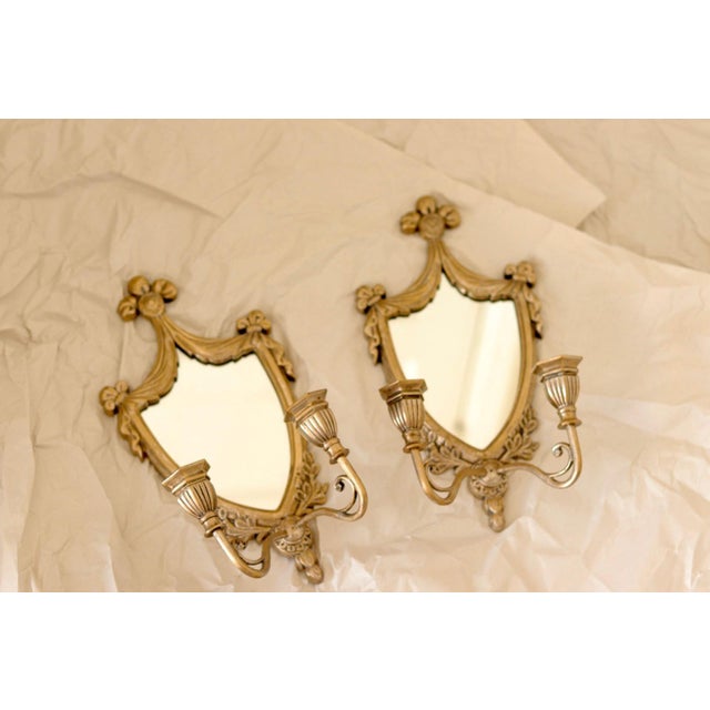 Vintage Italian Brass Sconces with Mirror, Set of 2 For Sale - Image 13 of 13