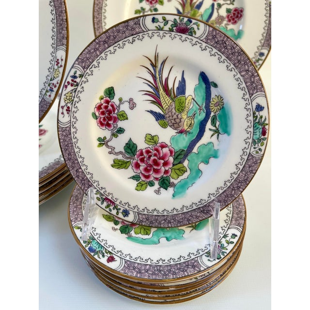 Crown Staffordshire Chinoiserie Porcelain Rock Bird Dinner Plates - Set of 22 For Sale In Boston - Image 6 of 9