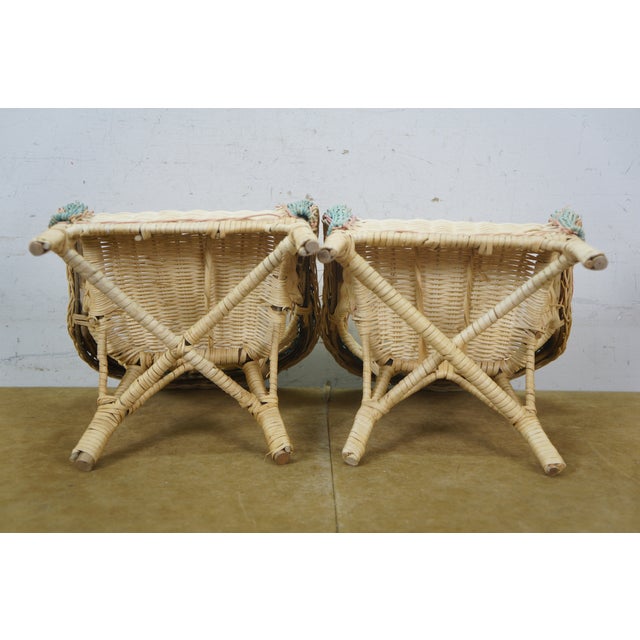 2 Vintage Wicker Doll Sized Salesman Sample Wicker Rattan Arm Chairs 12" For Sale - Image 14 of 14