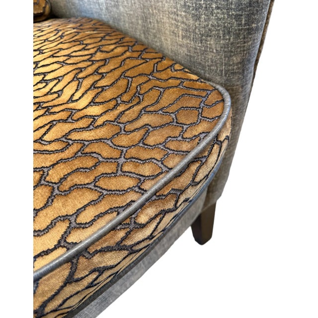 Modern Wingback Chair Upholstered With Luxurious Velvet Fabric For Sale In Phoenix - Image 6 of 7