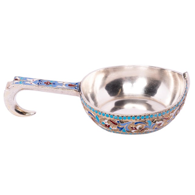 Late 19th Century Antique Imperial Russian Silver Gold Enamel Kovsh Nikolai Antipov Moscow 1896 For Sale - Image 5 of 11