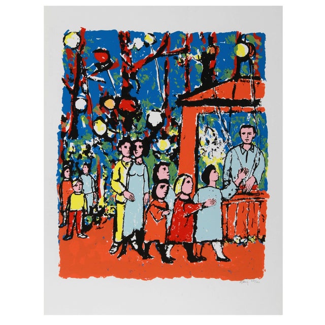 "Sunday in the Park" MCM serigraph by Frank Kleinholz (1901-1987). Pencil signed, titled and marked as artist's proof....