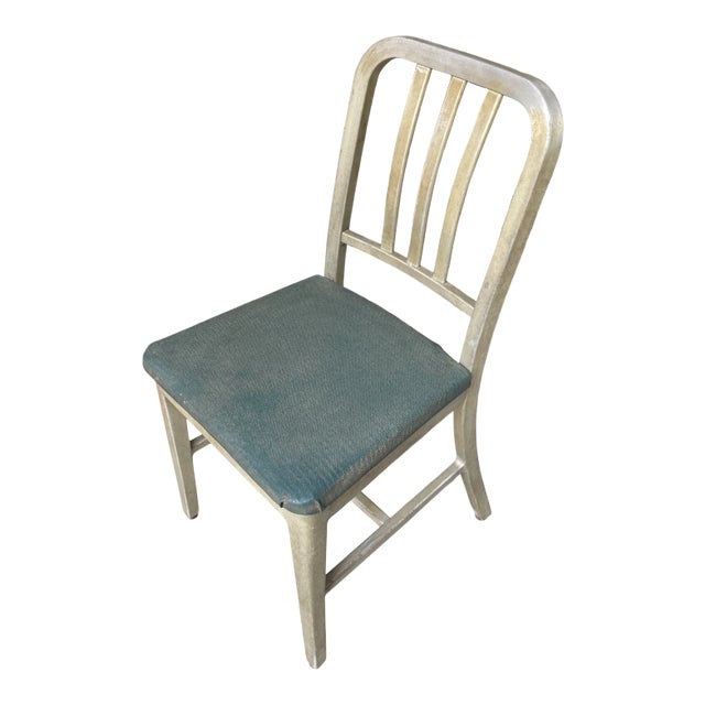 1950s Vintage Newspaper Green Industrial Metal Chair For Sale