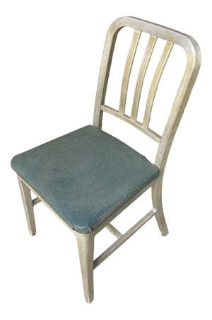 1950s Vintage Newspaper Green Industrial Metal Chair