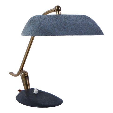 Vintage Table Lamp in Cast Iron & Brass, 1950s For Sale