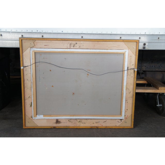 Brown 20th C. Realist Still Life Signed Oil Painting Canvas Fruit Violin Flowers 48" For Sale - Image 8 of 12