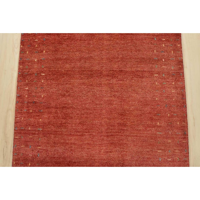 2020s Gabbeh Runner 2’10” X 9’11” Red Wool Contemporary Hand-Knotted Oriental Rug For Sale - Image 5 of 13