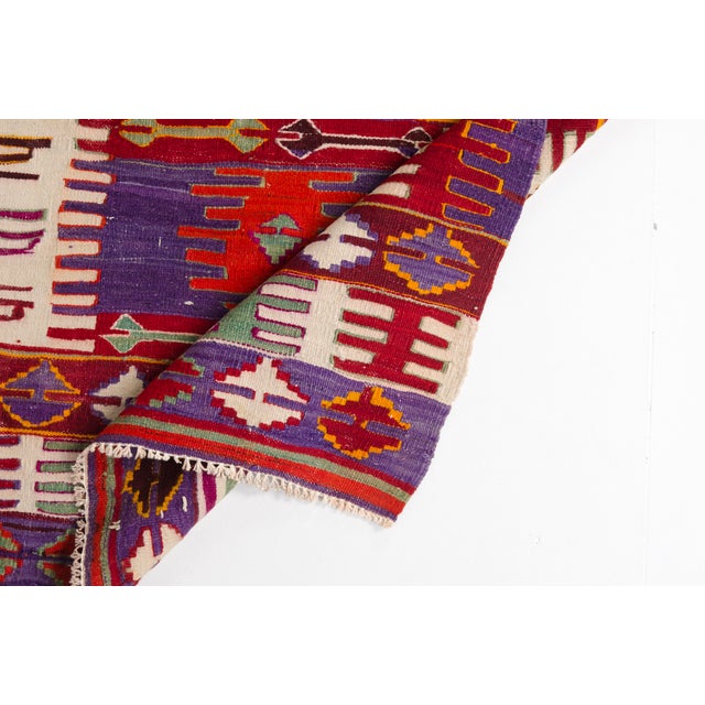 1960s Mid 20th Century Handwoven Multi-Panel Tribal Area Kilim For Sale - Image 5 of 10