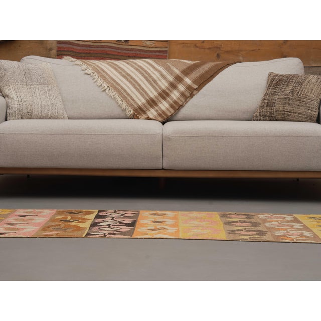 Yellow 1970s Vintage Handmade Wool Cotton Yellow Area Rug For Sale - Image 8 of 11