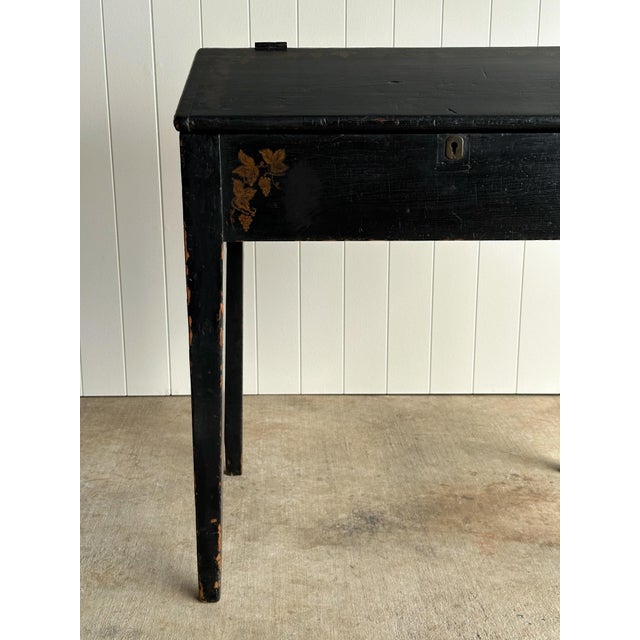 Early American Painted Slant-Front Desk With Stenciled Decoration, C. 1800 For Sale - Image 4 of 16
