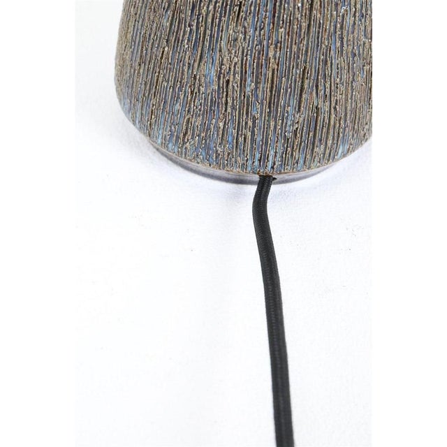Textile Handmade Ceramic Table Lamp with Jute Lampshade from Søholm, 1960s For Sale - Image 7 of 15