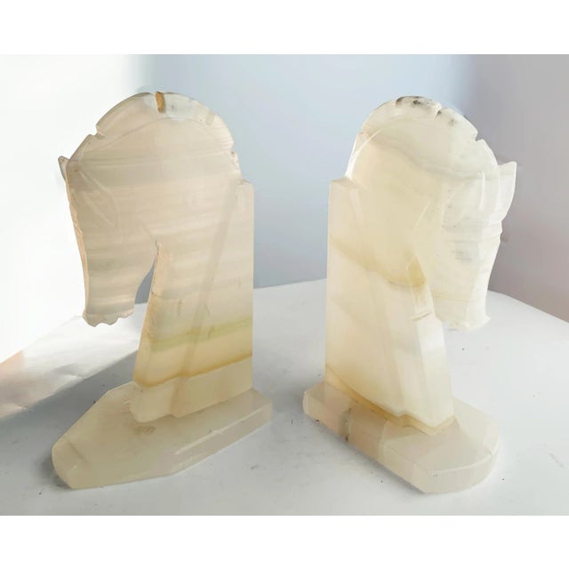 Gemstone Bookends Carved Onyx With Horse Motif - A Pair For Sale - Image 7 of 7