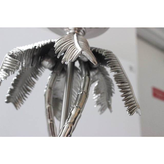 2020s Maison Jansen Style Table Lamps Nickel Plated Coconut Palm Tree - a Pair For Sale - Image 5 of 13