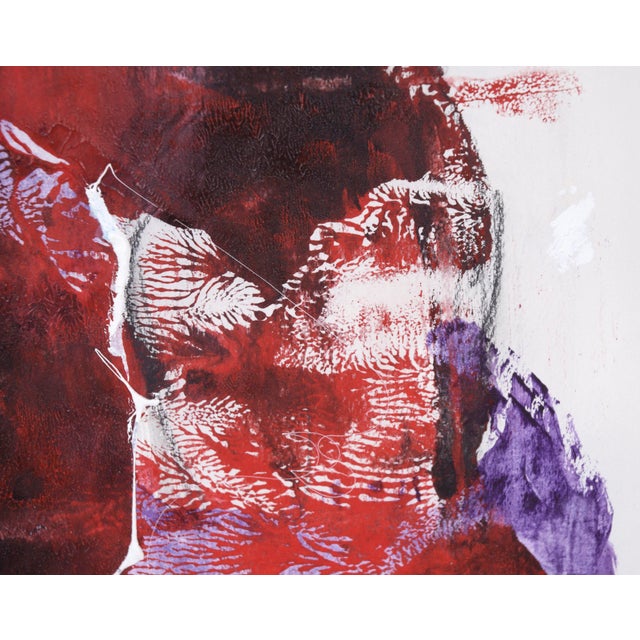 Red, White, and Purple - Abstract Figurative Composition in Acrylic on Paper by Ricardo De Silva For Sale - Image 4 of 8