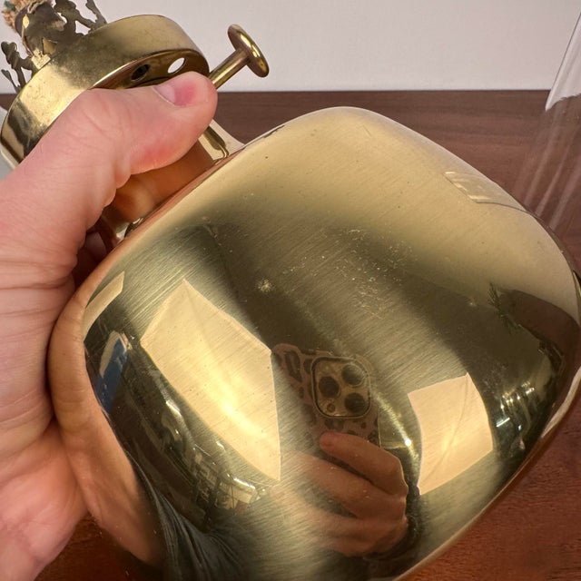 Drastic New Danish Louis Poulsen & Co. Petronella Oil Lamp by Henning Koppel Glass and Brass For Sale - Image 11 of 12